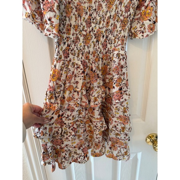Chelsea & Violet Smocked Floral Cottagecore Mini Dress Small Boho - Picture 3 of 9